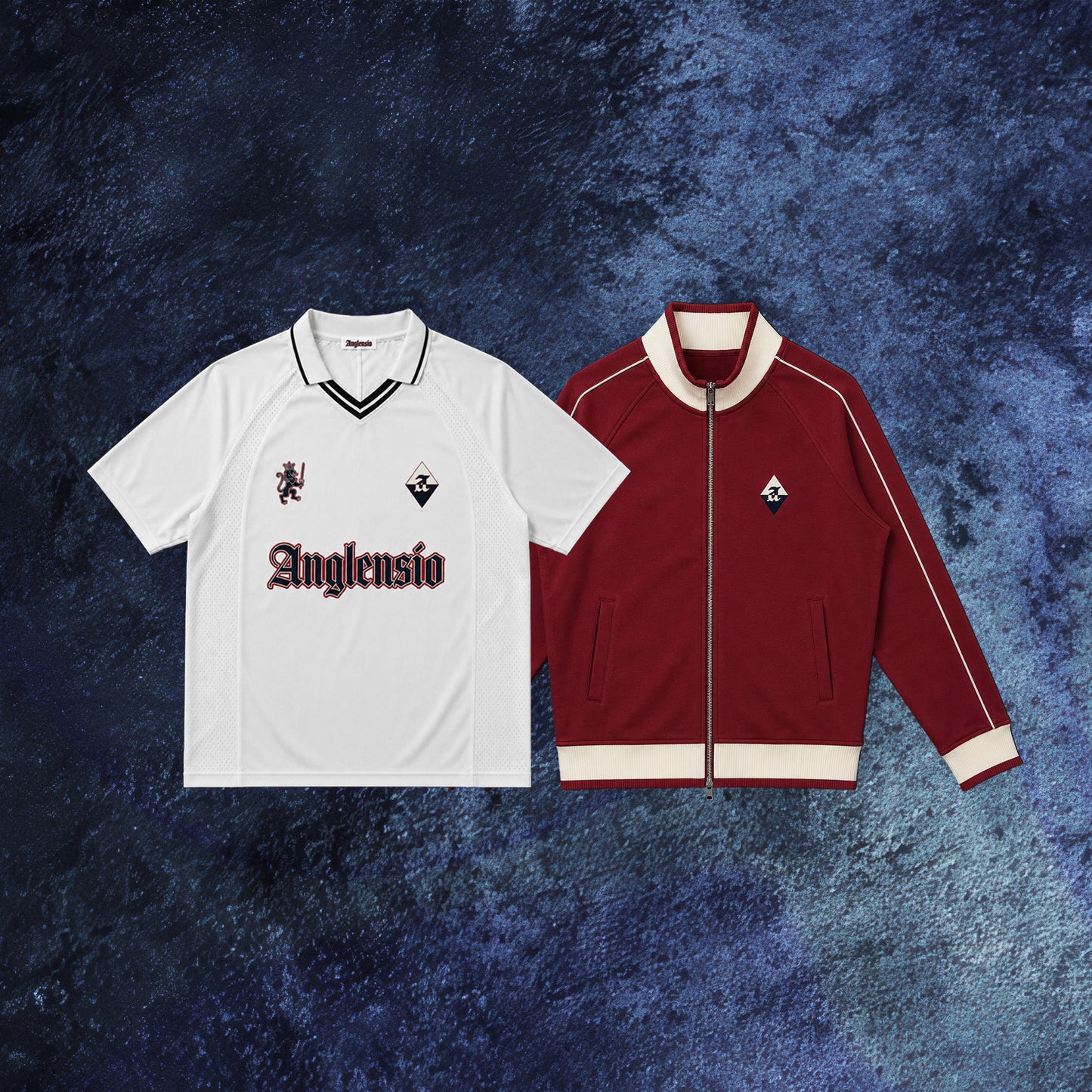 WHITE FOOTBALL SHIRT & RED TRACK JACKET BUNDLE